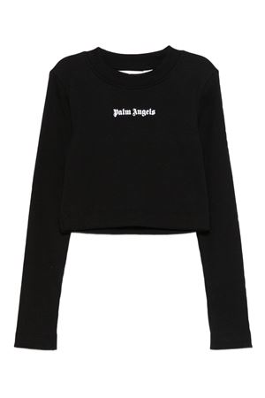 black cotton tshirt PALM ANGELS KIDS | PGAB006F25JER0011003